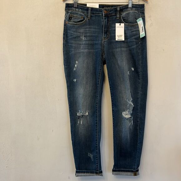 Judy Blue Adelene Girlfriend Distressed Jeans Size 31 New - Picture 2 of 12